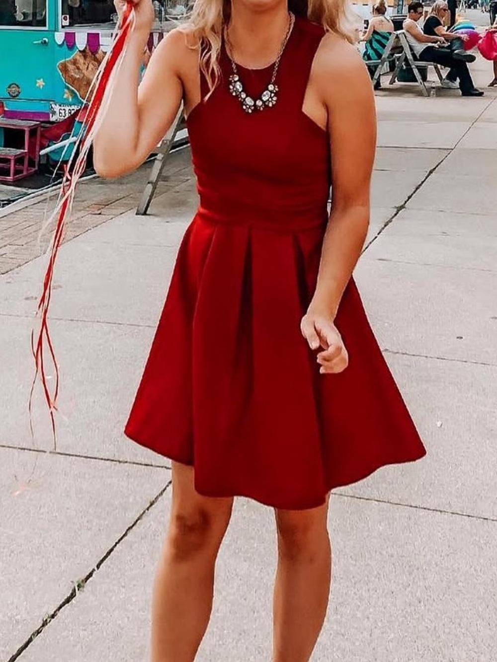 Red vintage A line dress